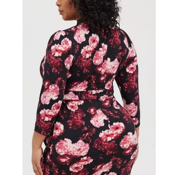 NWT Torrid Multi Floral Maxi Studio Ruched Knit Hi-Low Dress 20 - Picture 5 of 11